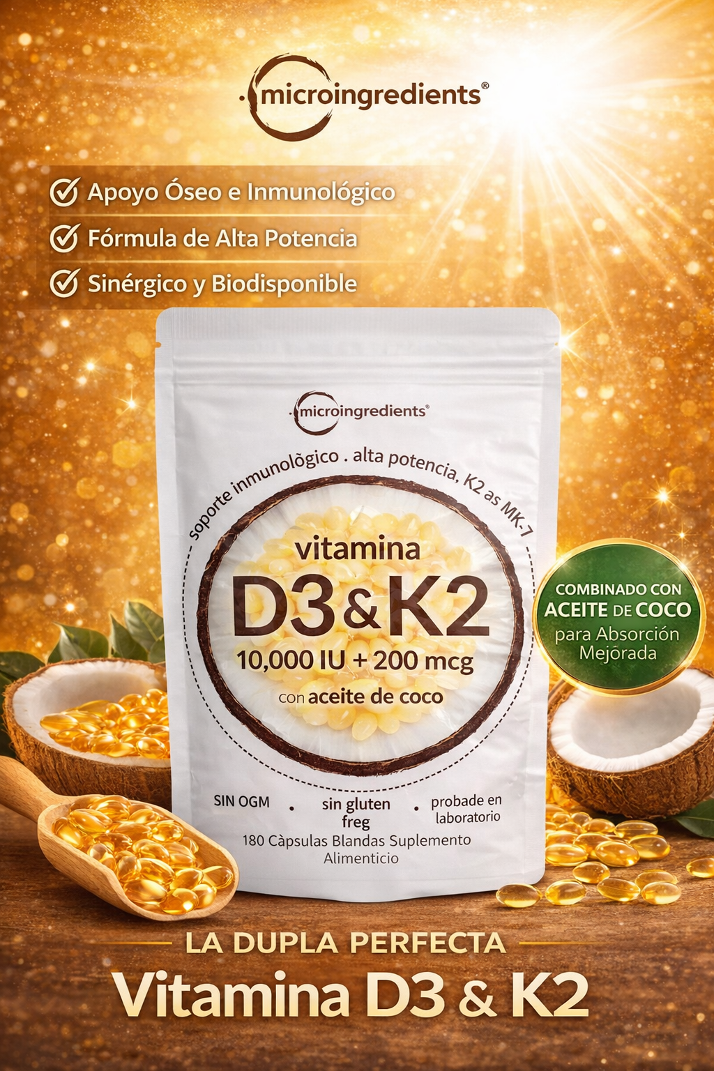 VITAMINA D3 Y K2 X 180 SOFTEGELS