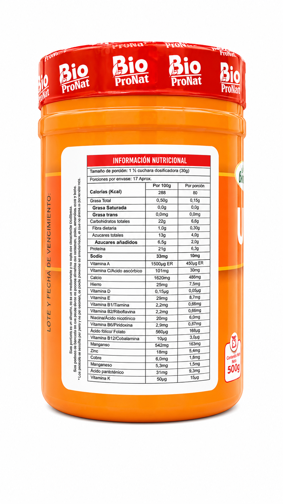 Iltraforce Vitamina C y Zinc 500 g | Suplemento en Polvo Multivitamínico