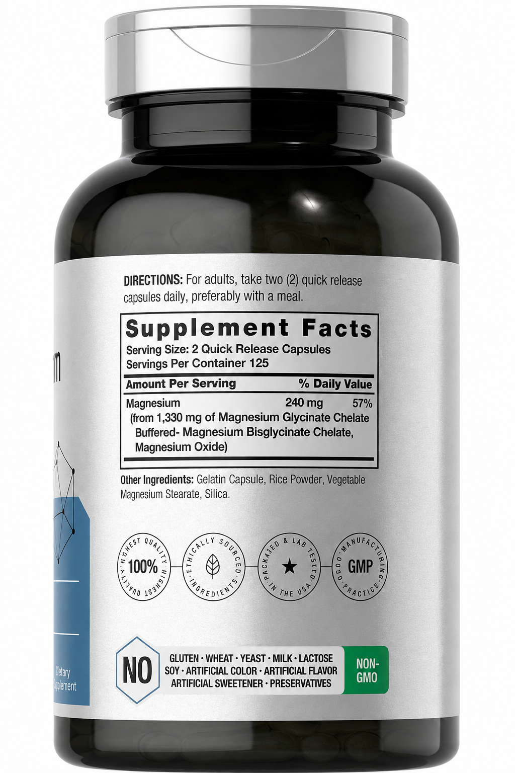 Magnesio Glicinato 1330 mg x 250 Cápsulas – Horbaach | Alta Absorción