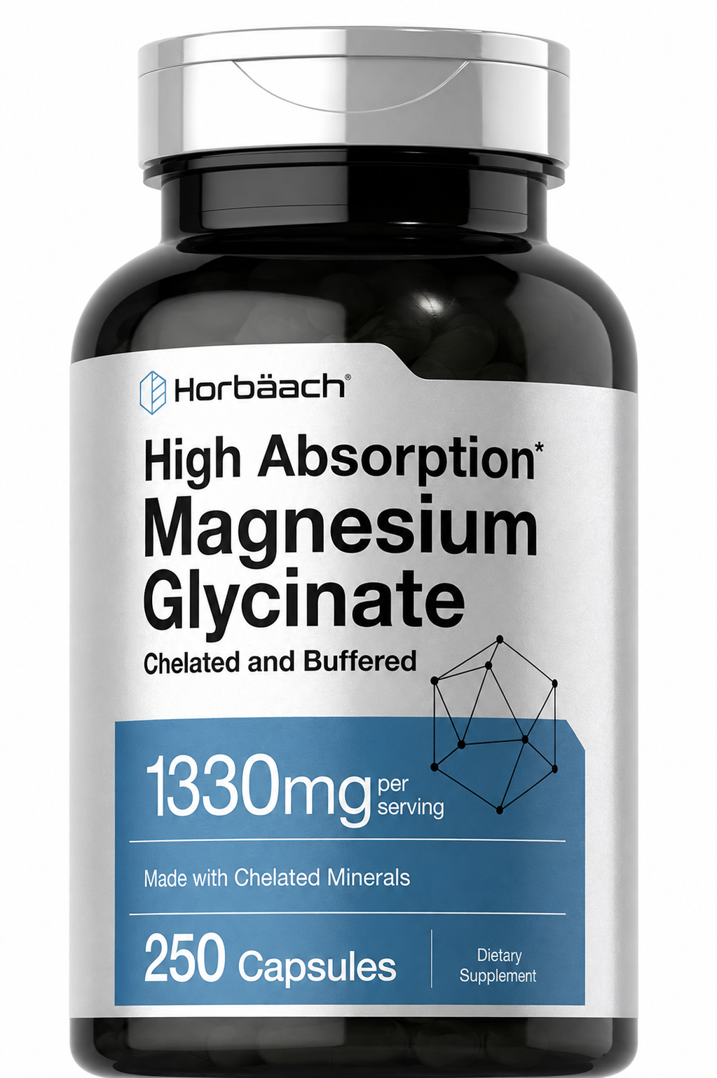 Magnesio Glicinato 1330 mg x 250 Cápsulas – Horbaach | Alta Absorción