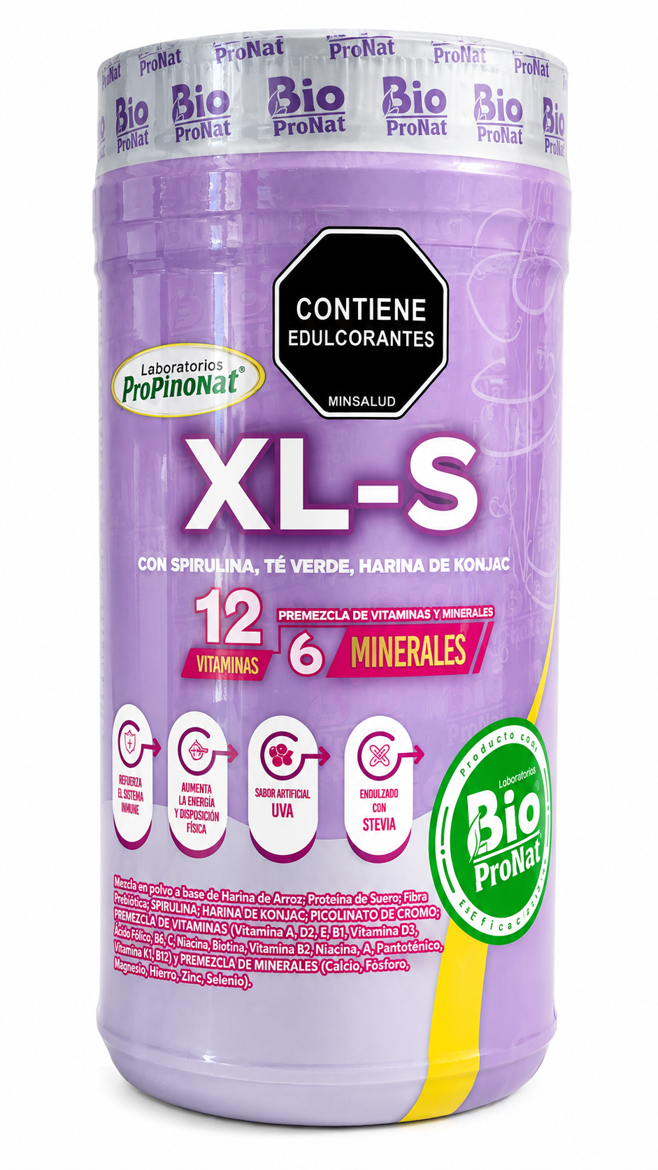 XL-S Quemador de Grasa Natural | Espirulina + Té Verde | Biopronat
