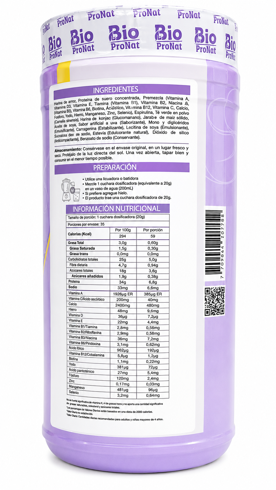 XL-S Quemador de Grasa Natural | Espirulina + Té Verde | Biopronat