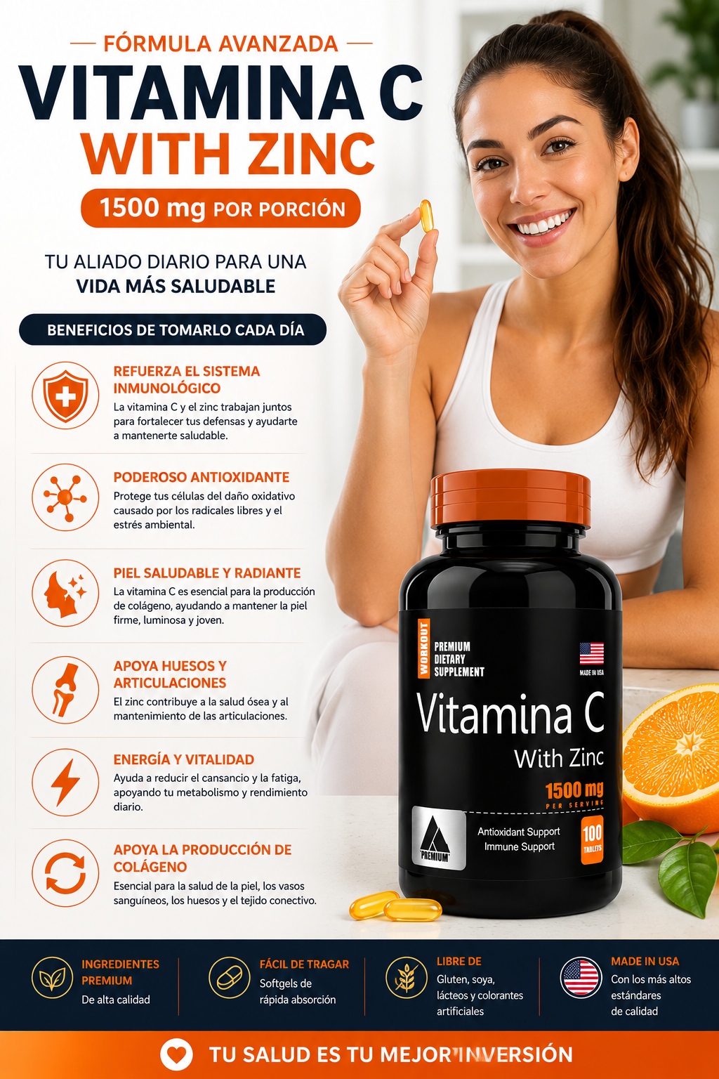 VITAMINA C +ZINC DE ALTA POTENCIA 1500 MG