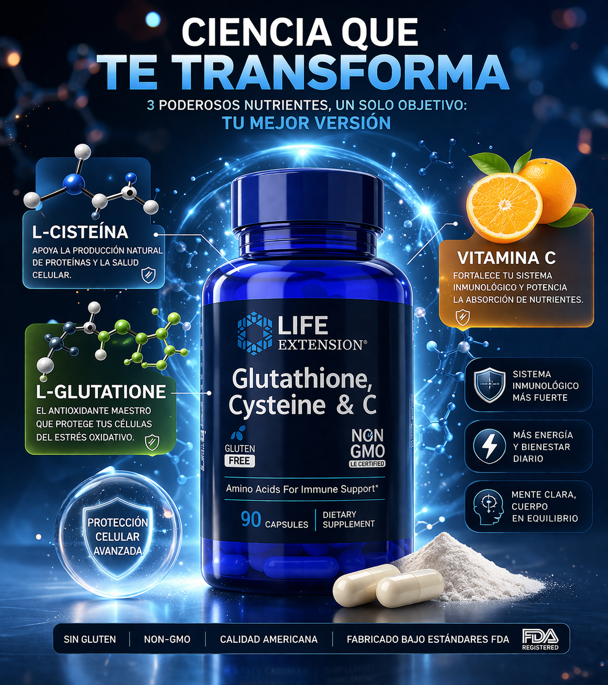 GLUTATHIONE Y CYSTEINE X 90 CAPSULAS