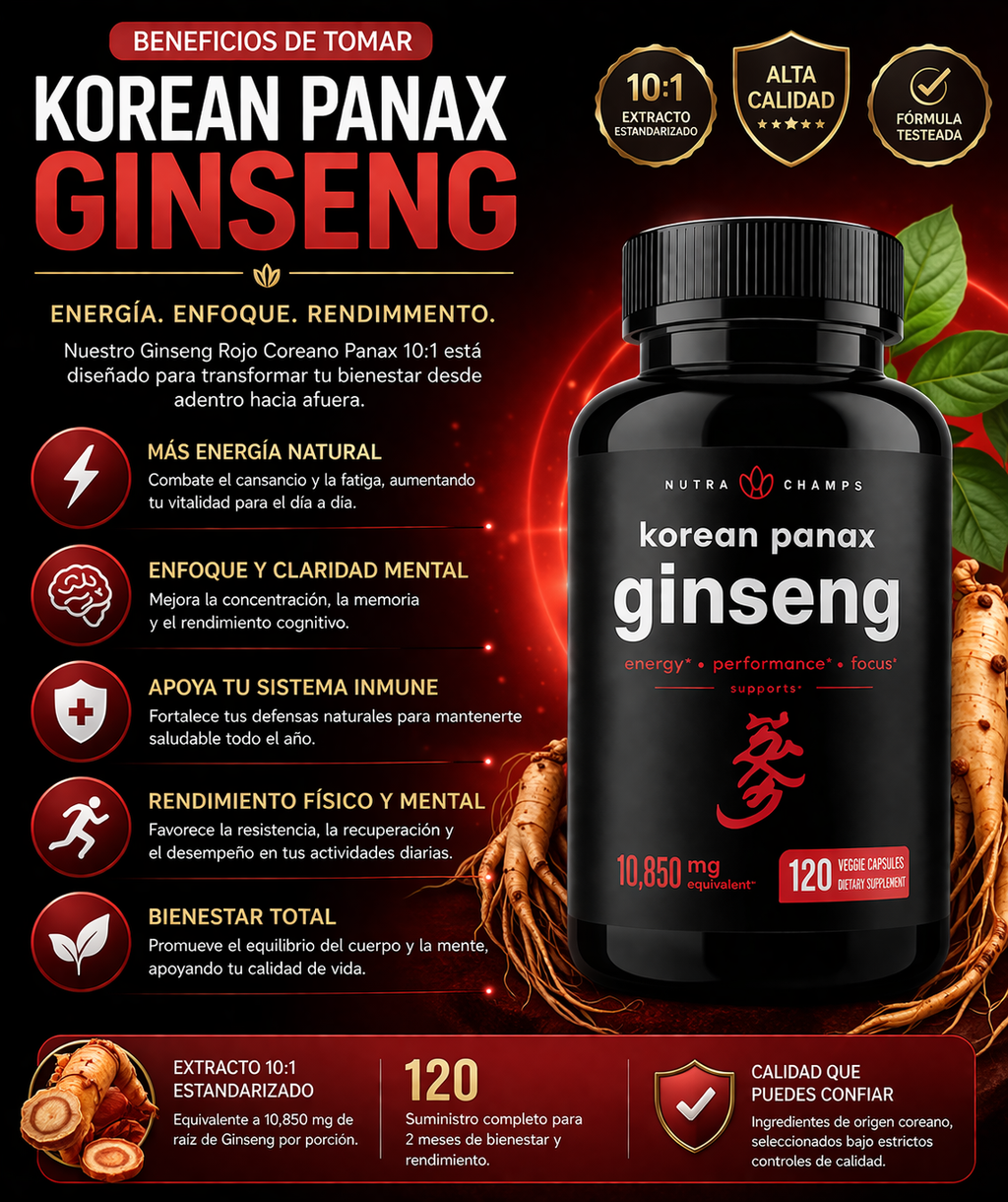 GINSENG  ROJO KOREANO PANAX 120 CAPSULAS