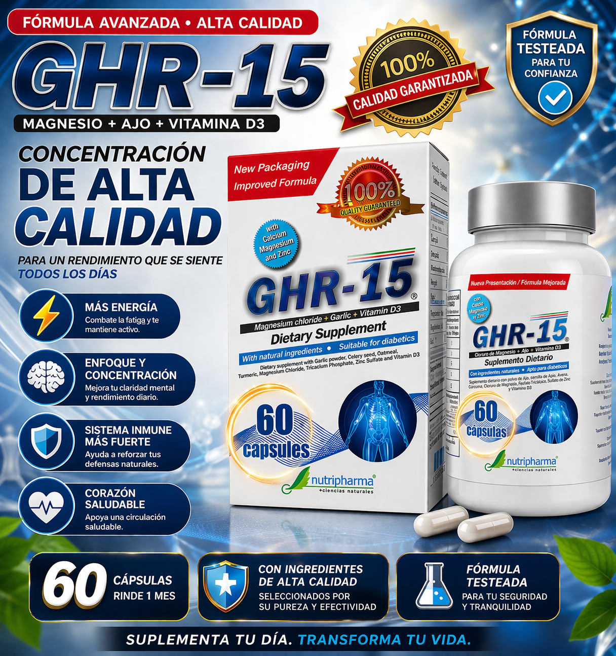 GHR R15 X 60 CAPSULAS HUESOS -Y ARTICULACIONES
