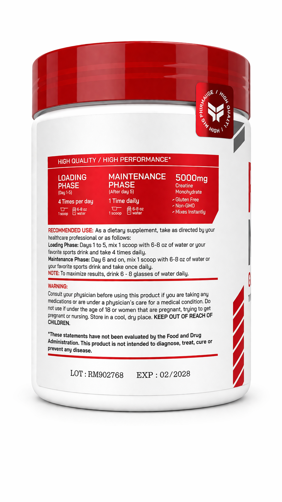 CREATINA MONOHIDRATADA RED MUSCLE X 5 GR