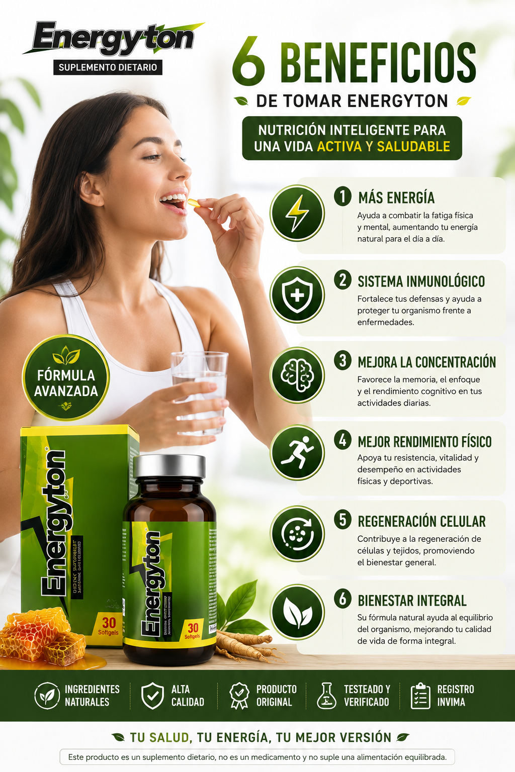 Energyton 30 Softgels | Ginseng, Jalea Real, Guaraná, Ginkgo Biloba y Vitaminas