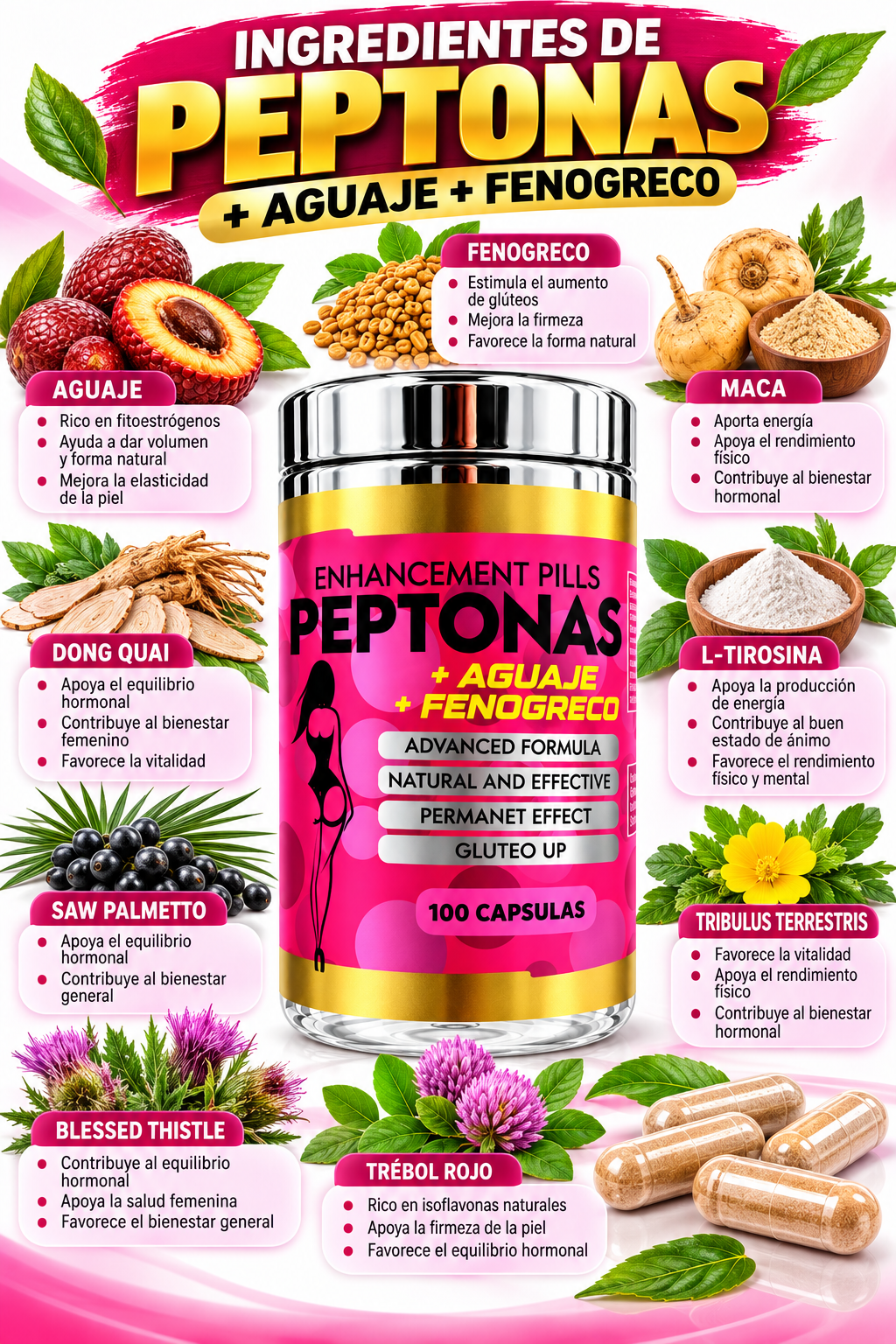 Peptonas con Aguaje y Fenogreco | 100 cápsulas | Titanium