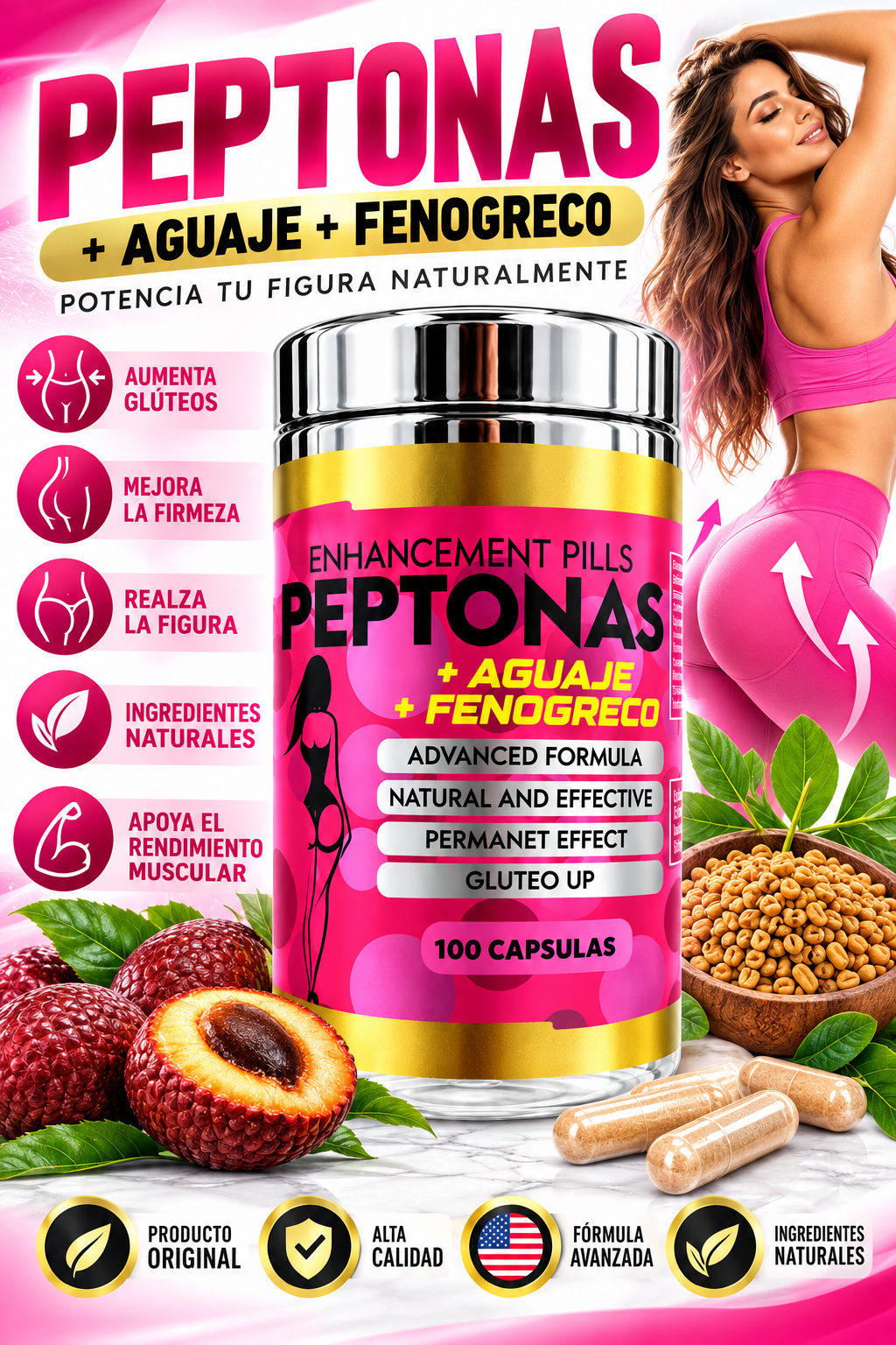 Peptonas con Aguaje y Fenogreco | 100 cápsulas | Titanium